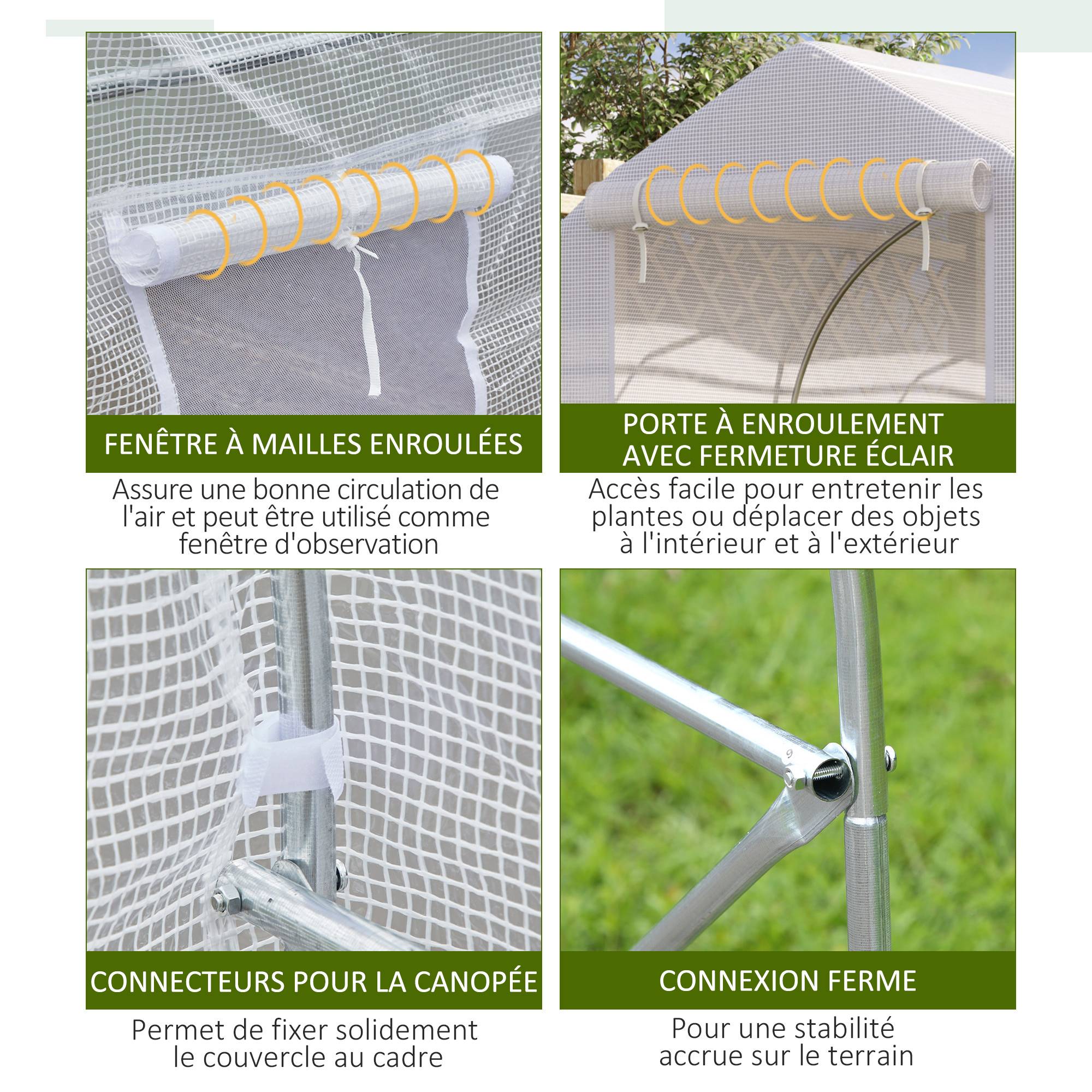 ComfortXL - Serre tunnel de jardin PE 140 g/m² 8 m² 400 x 200 x 200 cm blanc potager ventilé - ComfortXL Outdoor Living - Image 8