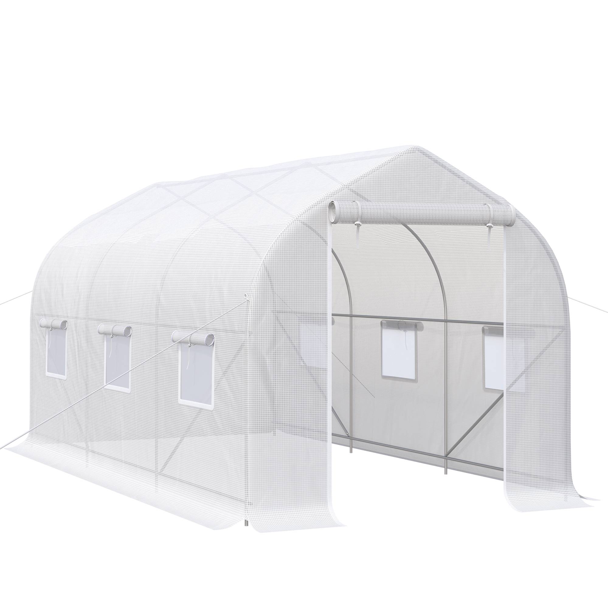 ComfortXL - Serre tunnel de jardin PE 140 g/m² 8 m² 400 x 200 x 200 cm blanc potager ventilé - ComfortXL Outdoor Living - Image 2