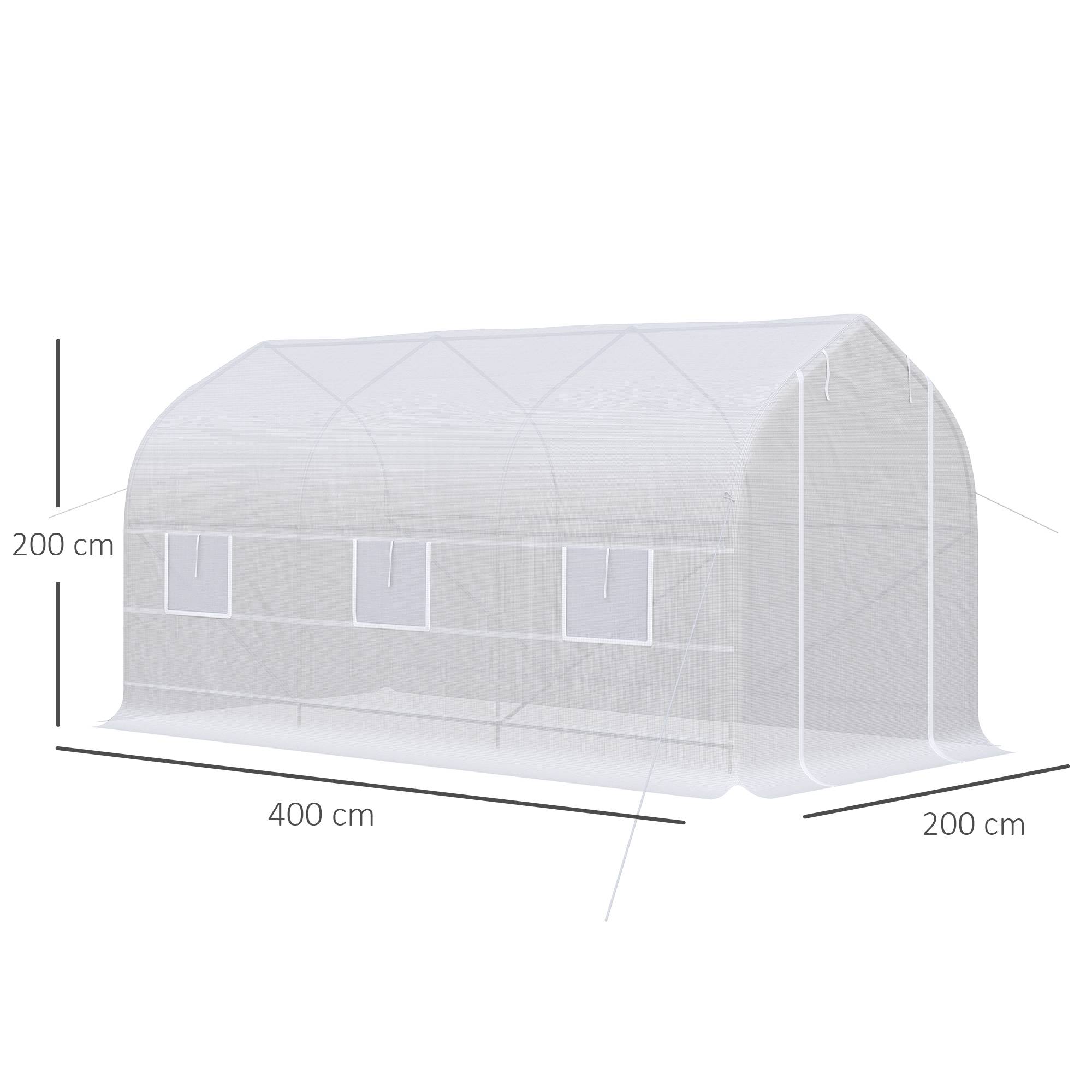ComfortXL - Serre tunnel de jardin PE 140 g/m² 8 m² 400 x 200 x 200 cm blanc potager ventilé - ComfortXL Outdoor Living - Image 5