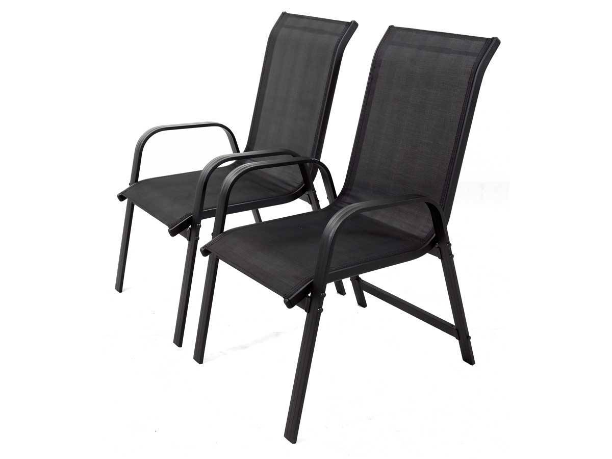 Lot De 2 Fauteuils De Jardin "porto" Alu/textilène - Noir -habitat Et Jardin - Image 1