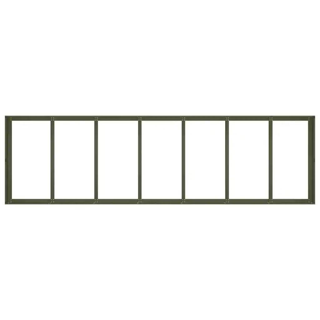 Jardinière rectangulaire fond ouvert moderne jardin terrasse 280 x 80 x 40 cm en acier vert olive - Image 3