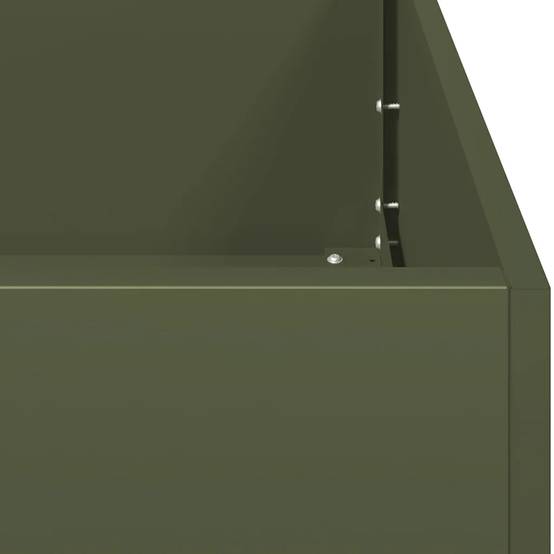 Jardinière rectangulaire fond ouvert moderne jardin terrasse 280 x 80 x 40 cm en acier vert olive - Image 5