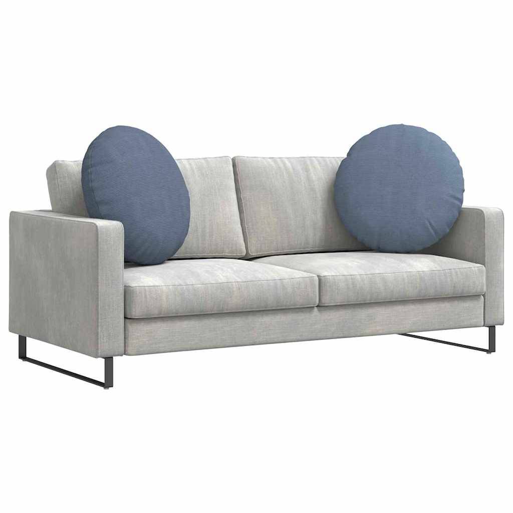 Lot de 2 Coussins de Sol en Velours Côtelé Doux Housses Lavables pour Salon Bleu Ø80 cm – ComfortXL Outdoor Living - Image 3