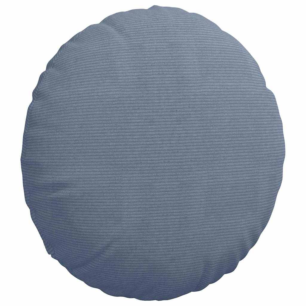 Lot de 2 Coussins de Sol en Velours Côtelé Doux Housses Lavables pour Salon Bleu Ø80 cm – ComfortXL Outdoor Living - Image 5