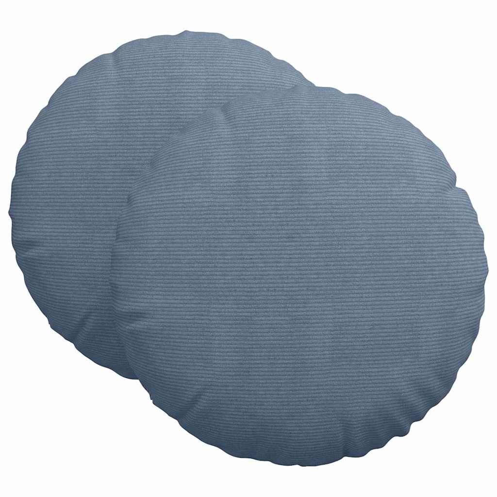 Lot de 2 Coussins de Sol en Velours Côtelé Doux Housses Lavables pour Salon Bleu Ø80 cm – ComfortXL Outdoor Living - Image 2