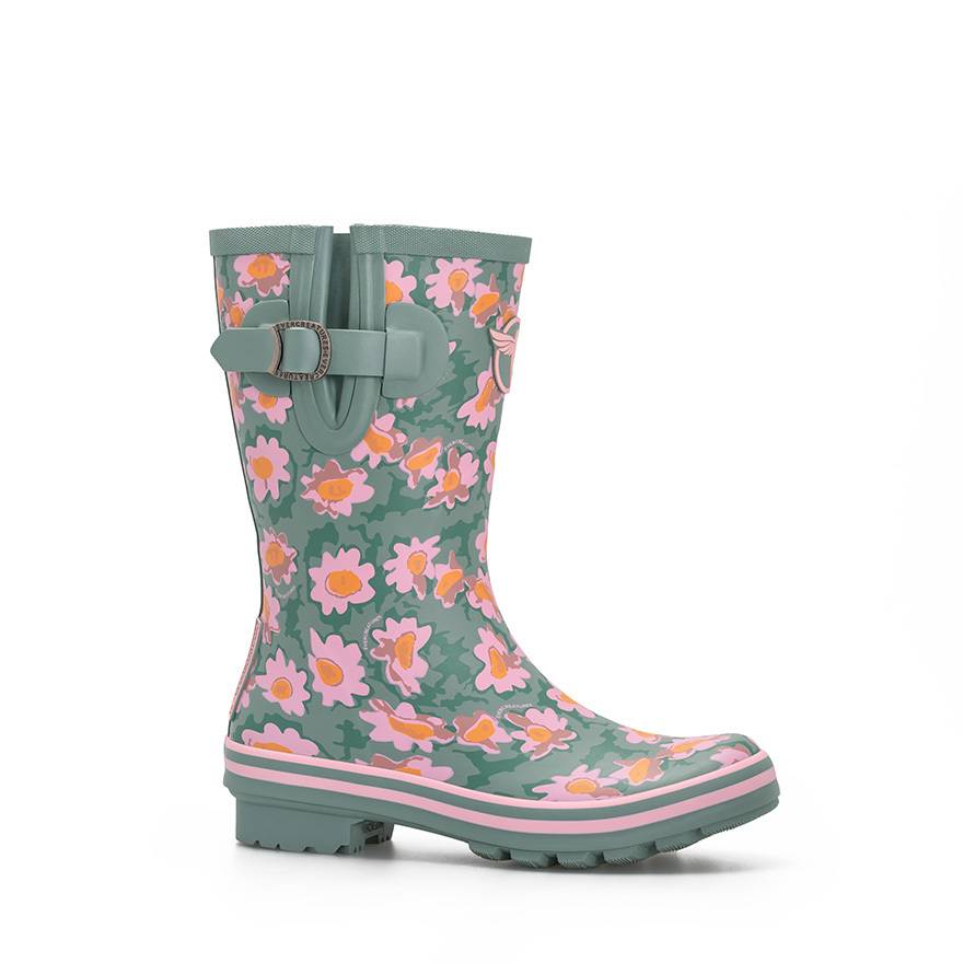 Rouchette - DAISIES Wellies Short Green Rouchette