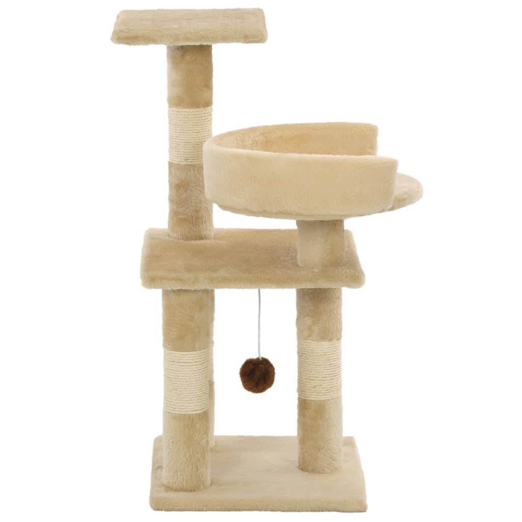 Arbre à chat sisal et peluche beige 30 x 30 x 65 cm, Poids:3.65kg - PANGIVO - Image 3