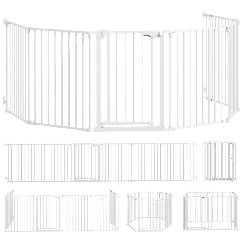 Parc Enclos Chiot Modulable 6 Panneaux Métal Pliable Porte Blanc - ComfortXL Outdoor Living - Image 2
