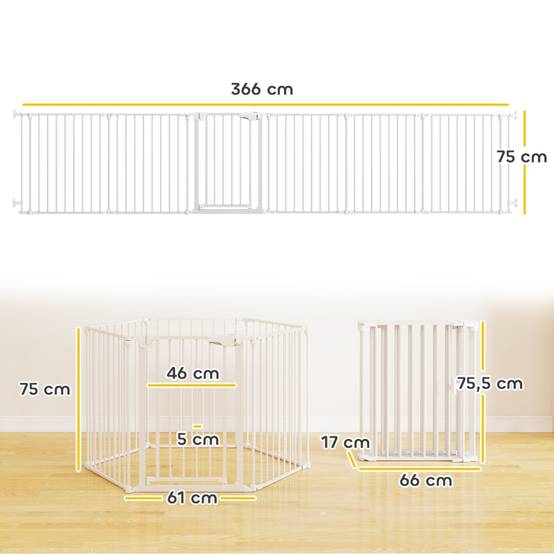 Parc Enclos Chiot Modulable 6 Panneaux Métal Pliable Porte Blanc - ComfortXL Outdoor Living - Image 3
