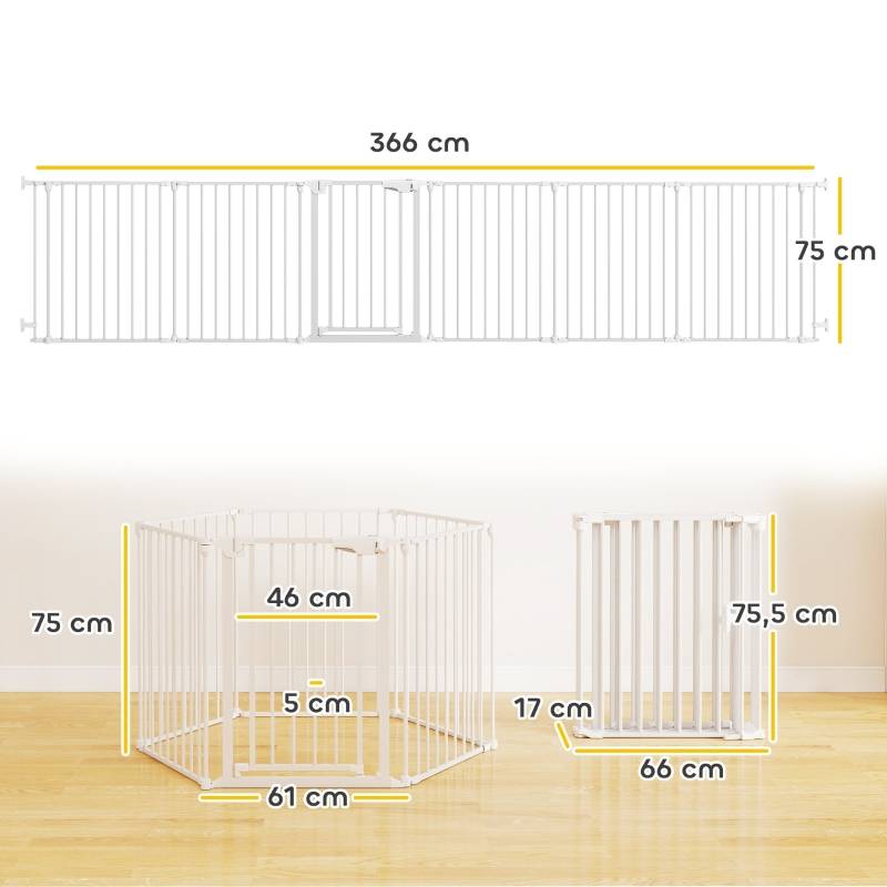 Parc Enclos Chiot Modulable 6 Panneaux Métal Pliable Porte Blanc - ComfortXL Outdoor Living - Image 3