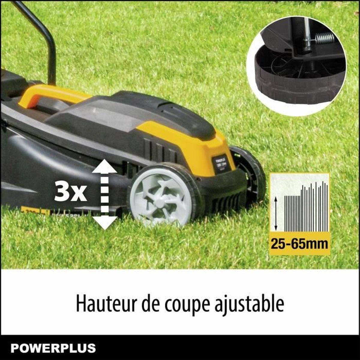 Tondeuse électrique filaire 1300 W, 32 cm de coupe + ébordeuse 250 W, kit jusqu’à 250 m² - Powerplus - Image 5