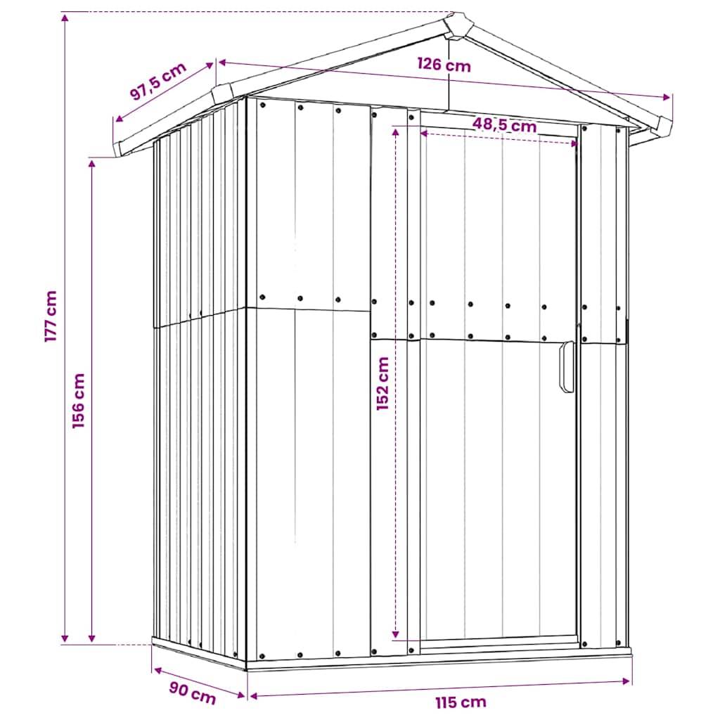 Vidaxl - Abri de jardin Anthracite 126x97,5x177 cm Acier galvanisé 1.2m² vidaXL 316235 - Image 9
