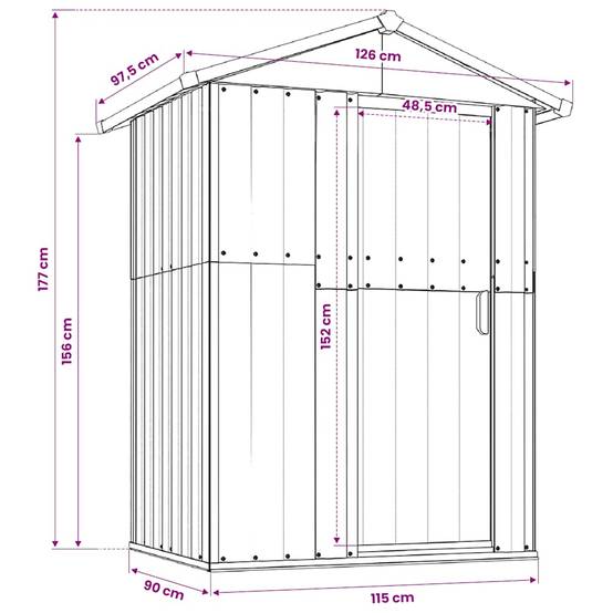 Vidaxl - Abri de jardin Anthracite 126x97,5x177 cm Acier galvanisé vidaXL 316235 - Image 3