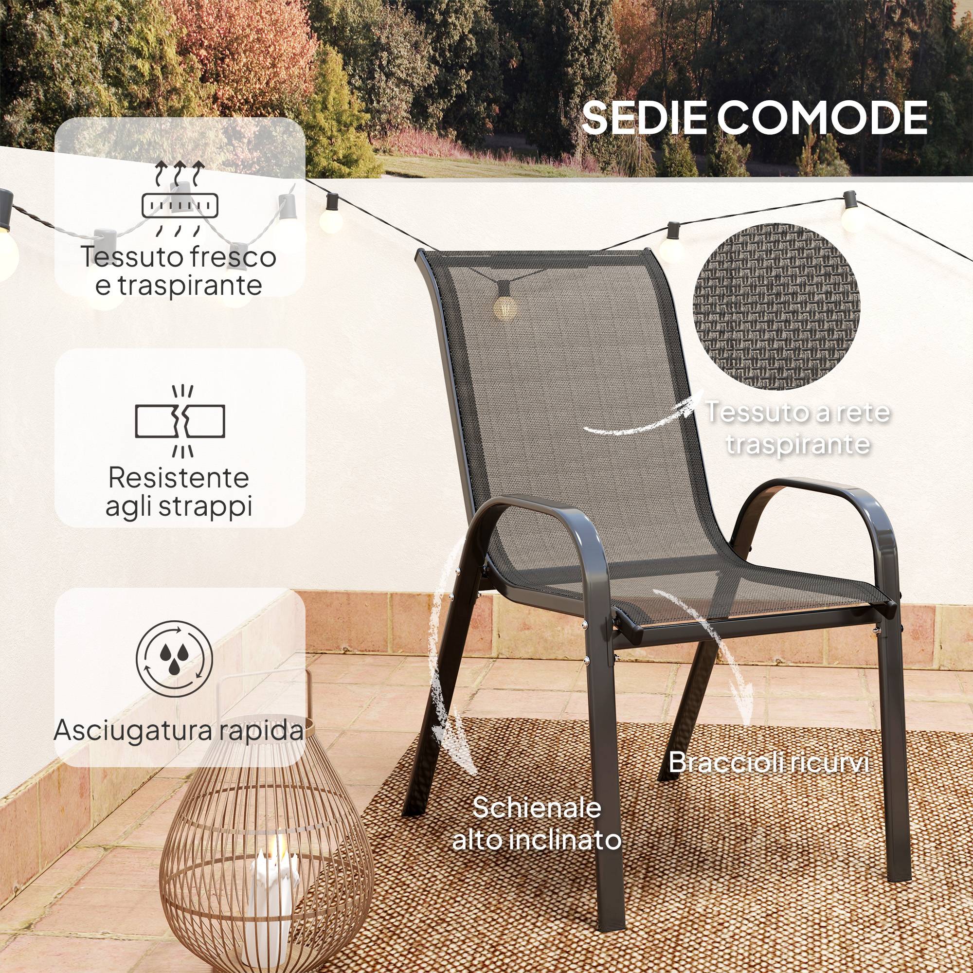 Ensemble jardin 3 pcs, 2 chaises 54x71x93 cm et table ronde Ø60x71 cm acier noir - Image 8