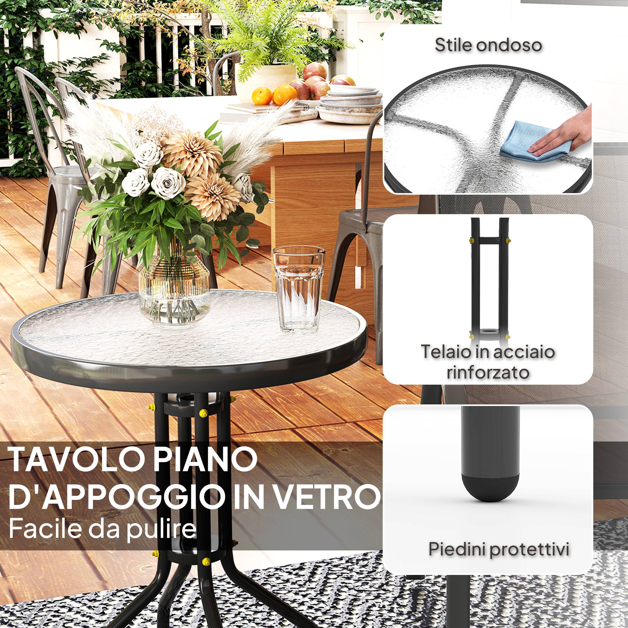 Ensemble jardin 3 pcs, 2 chaises 54x71x93 cm et table ronde Ø60x71 cm acier noir - Image 9