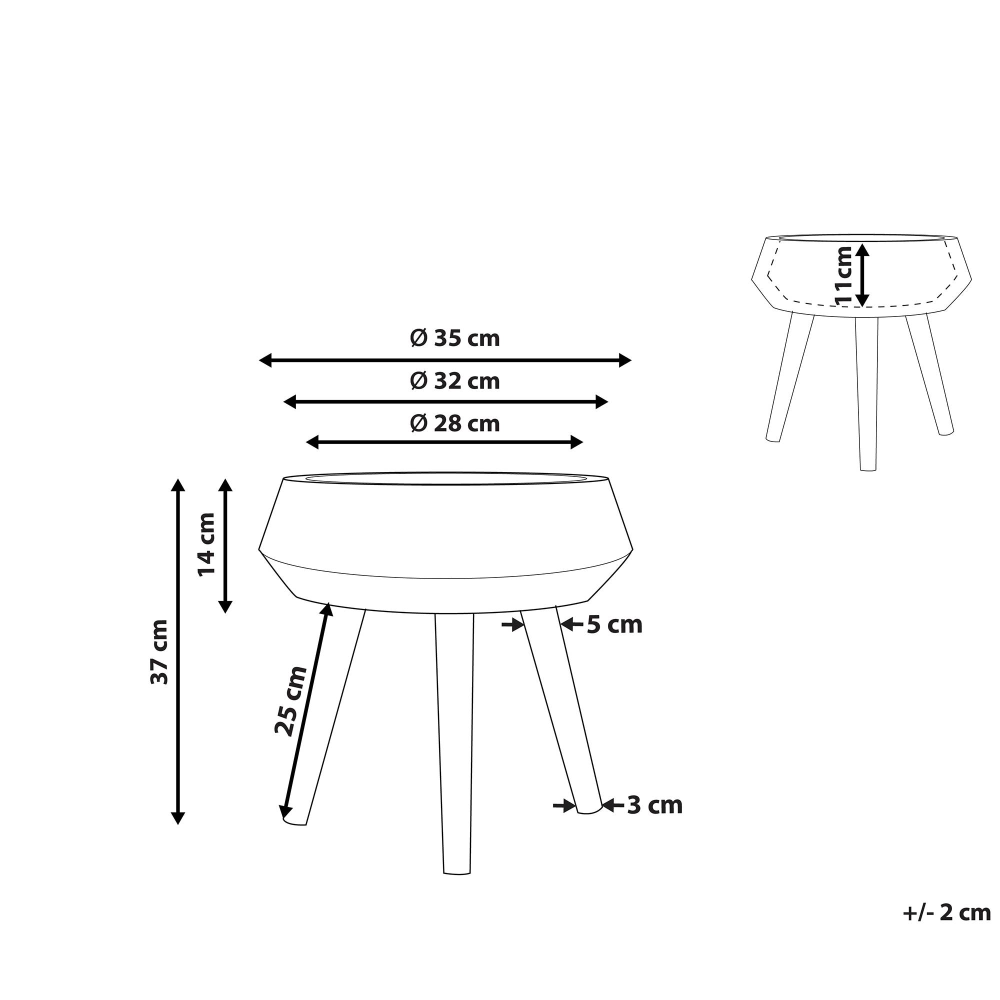 Beliani - Cache-Pot Support Plantes Gris avec 3 Pieds en Bois 28 cm de Diamètre Motif Ethnique Peint à la Main Idéal pour Extérieur et Intérieur Beliani - Image 3