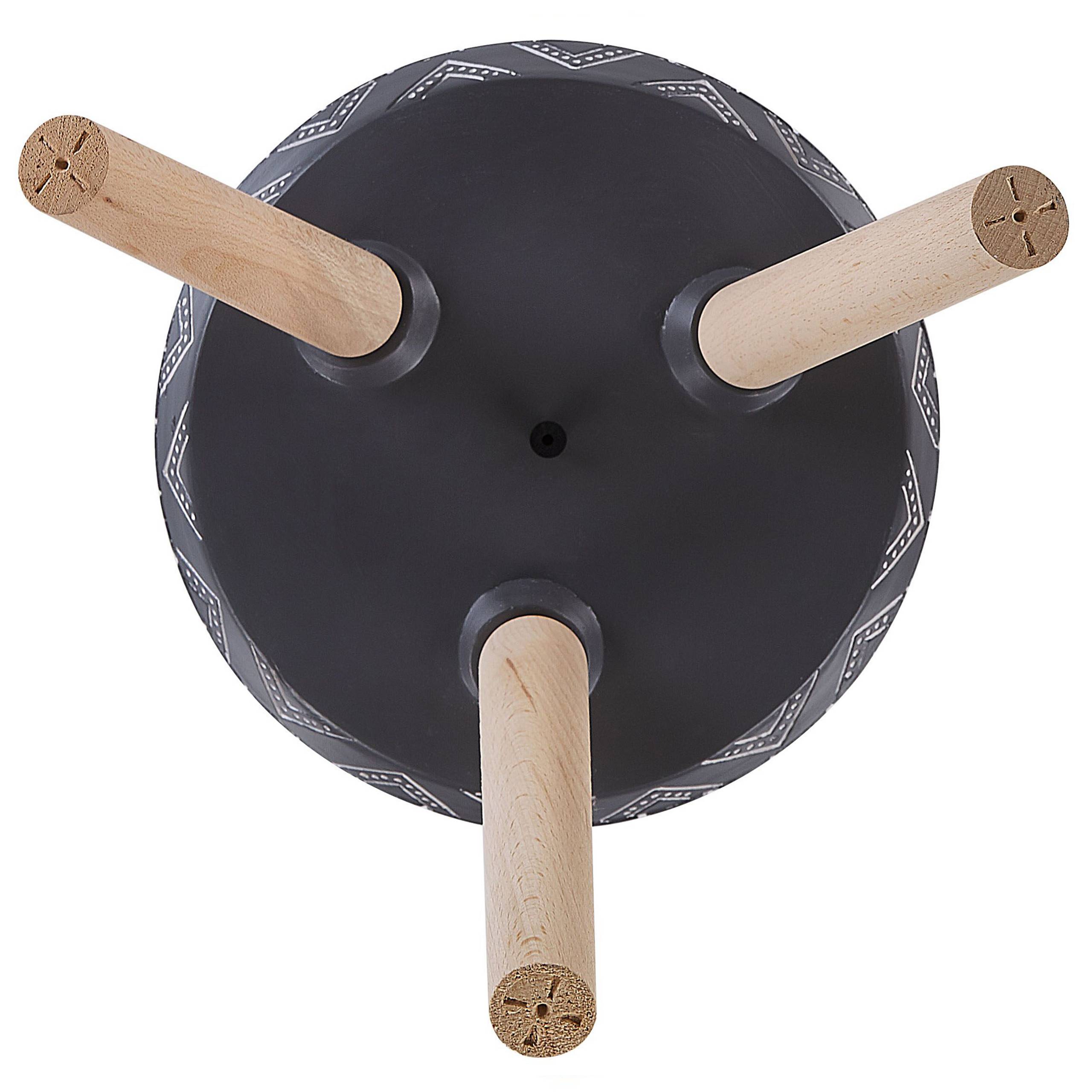 Beliani - Cache-Pot Support Plantes Gris avec 3 Pieds en Bois 28 cm de Diamètre Motif Ethnique Peint à la Main Idéal pour Extérieur et Intérieur Beliani - Image 5