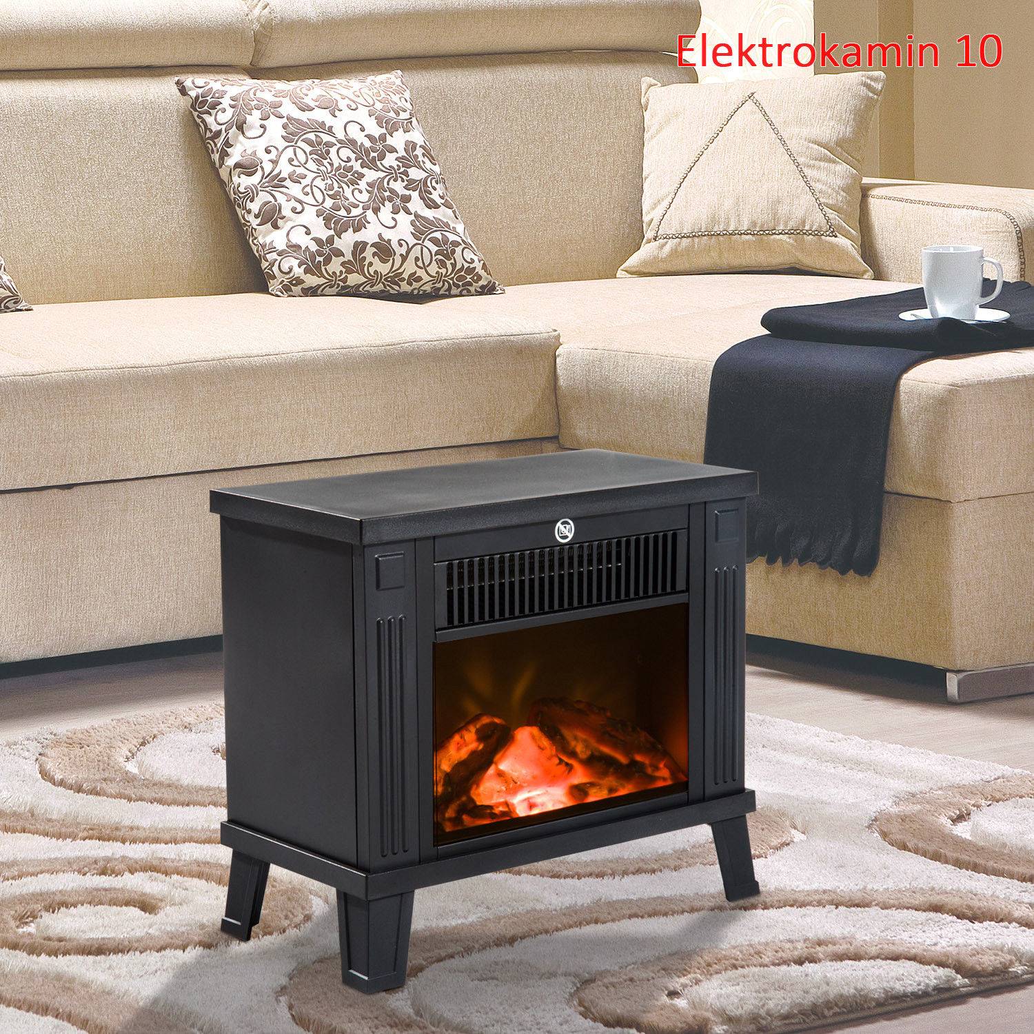 ComfortXL - Petite cheminée électrique 1200W compacte effet flamme pour studio Noir – ComfortXL Outdoor Living - Image 1