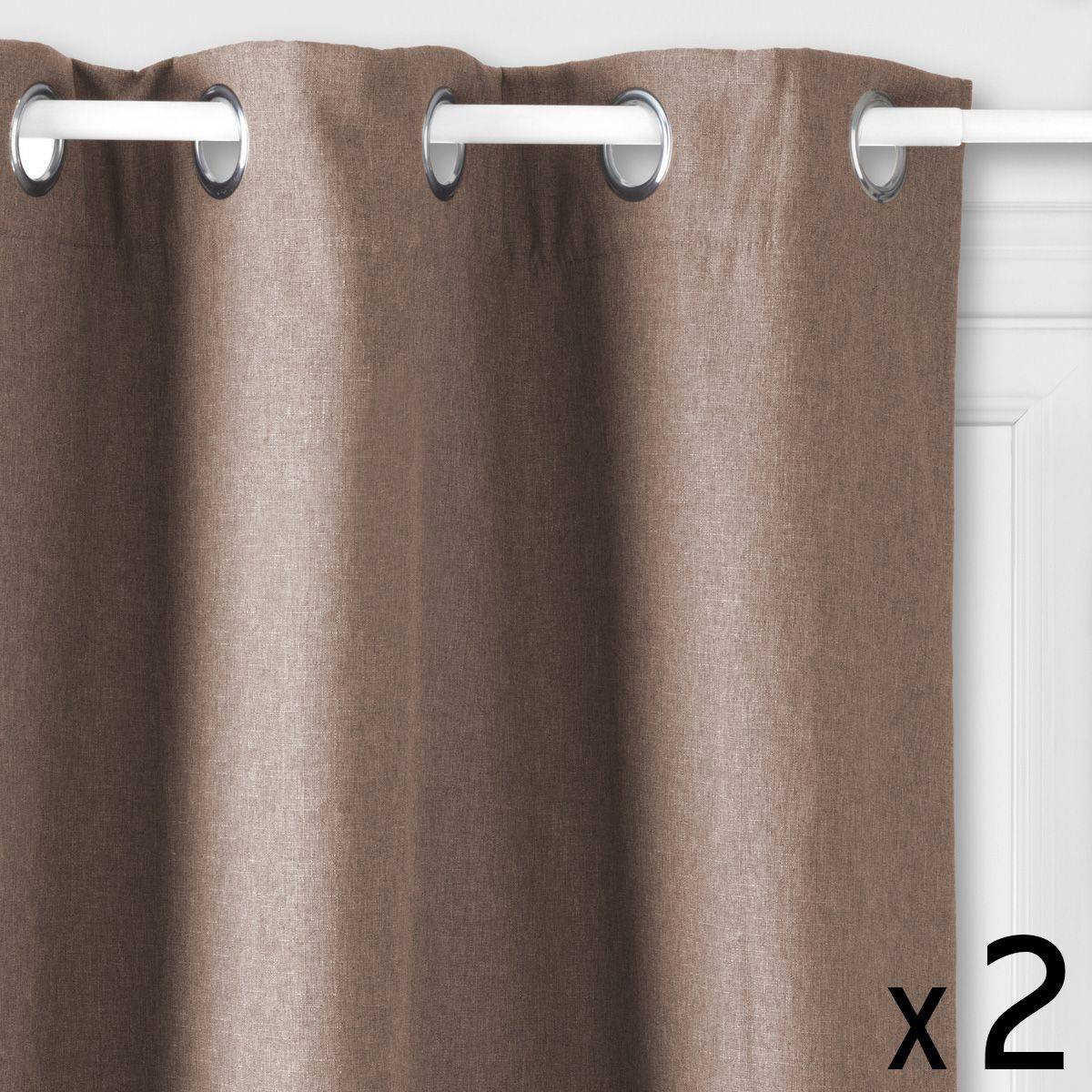 Atmosphera - Lot de 2 Rideaux à  œillets Isolant Beige Lin 140 x 260 cm - Image 1