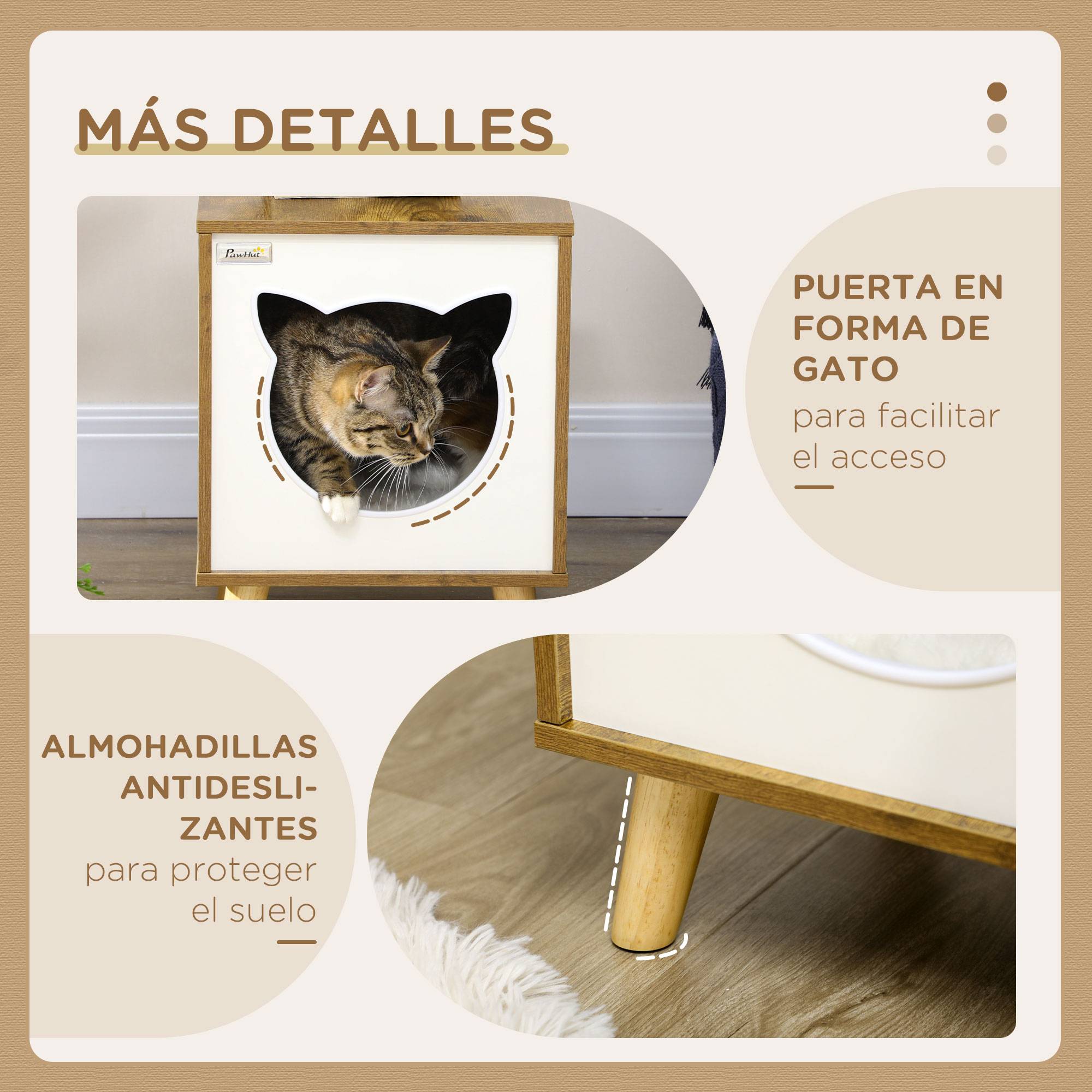 Maisonnette pour Chat en Bois Marron Design Moderne sur Pieds avec Coussin Lavable pour Intérieur - ComfortXL Outdoor Living - Image 8