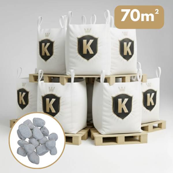 King Matériaux - Galet blanc 60/100 mm – Pack 7 Big Bag +/- 1,5T – 70 m² - Image 1