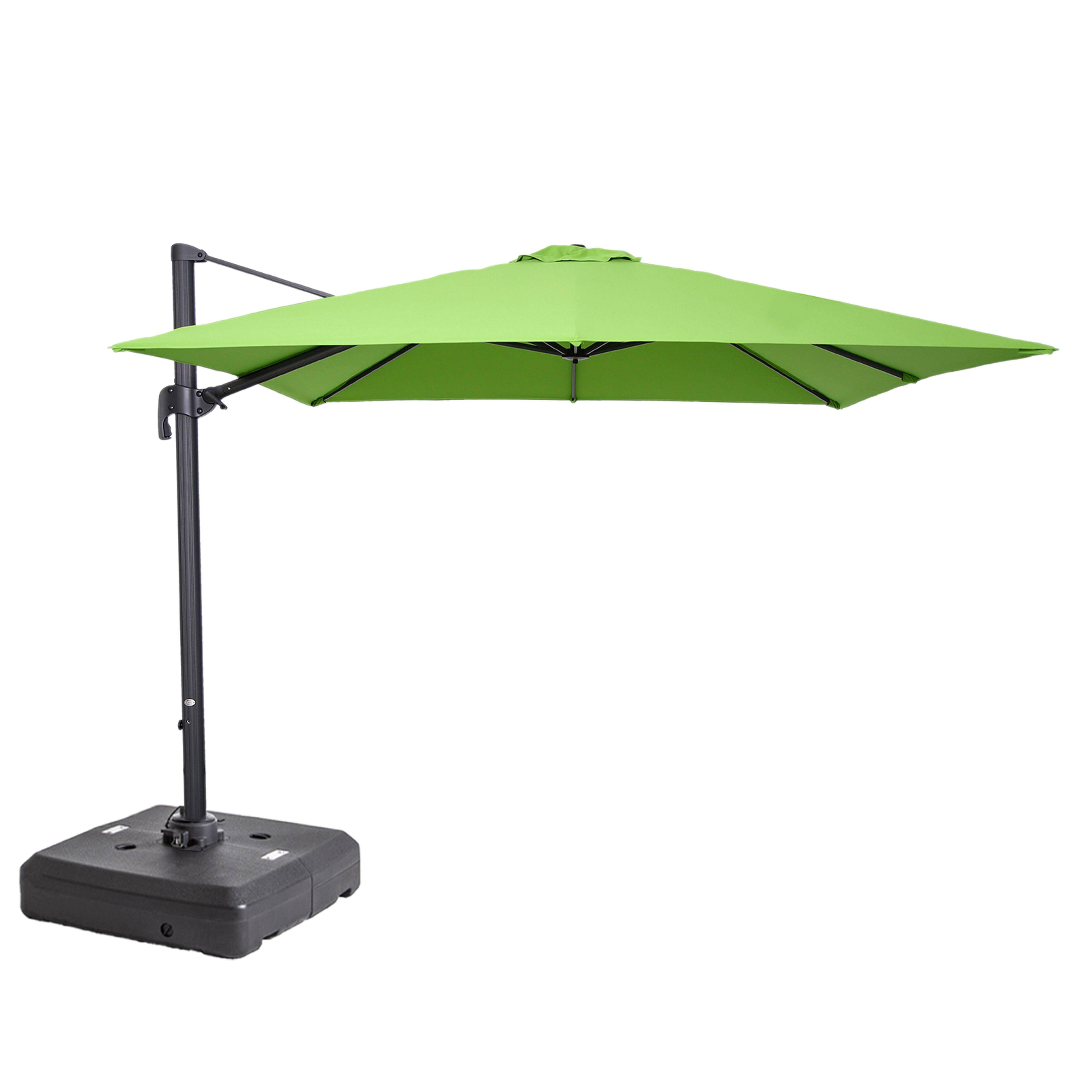 Oviala - Parasol 3x3m 360° inclinable + pied à lester 100L sur roues vert Malaga - Oviala - Image 1