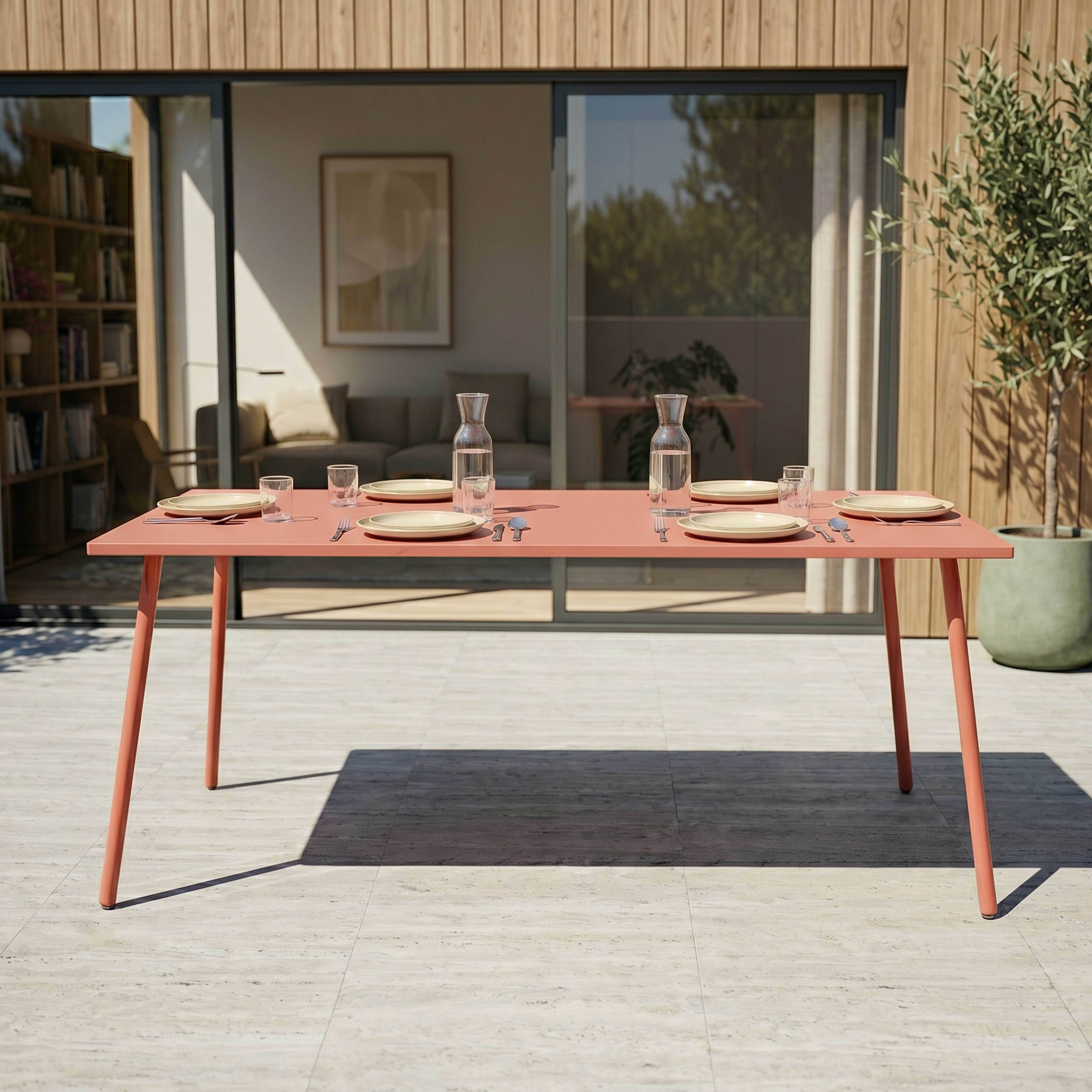 Oviala - Table de jardin rectangulaire en métal 8 places 180 cm argile Palavas - Oviala - Image 3