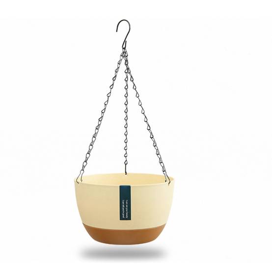 Pot de Fleurs Suspendu PP Intérieur Balcon Plateau Amovible Chaîne Beige 20,5cm - ComfortXL Outdoor Living - Image 1