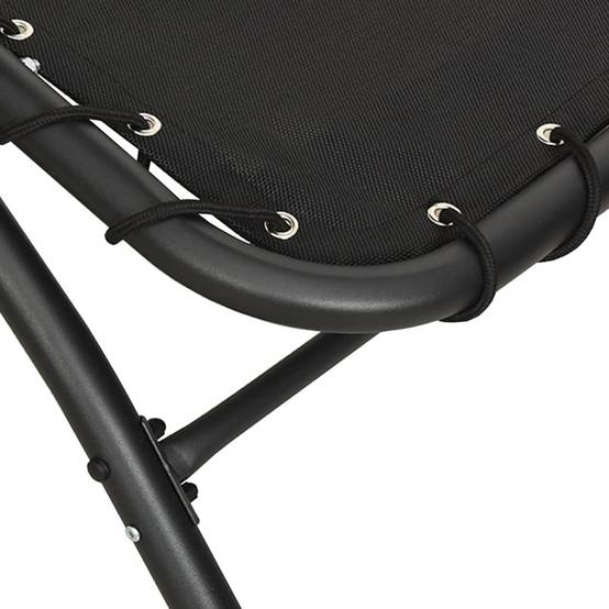 Chaise longue | Transat | Bain de soleil avec auvent noir 167x80x195 cm tissu et acier - Image 5