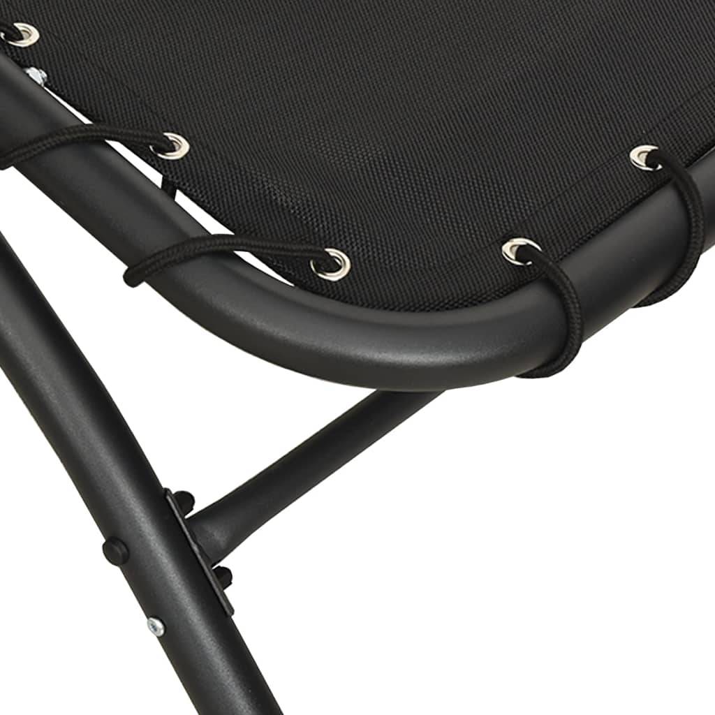 Chaise longue | Transat | Bain de soleil avec auvent noir 167x80x195 cm tissu et acier - Image 5