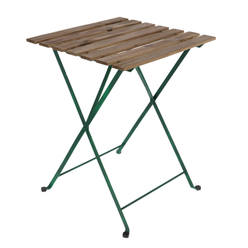 Table de jardin carré pliante en métal et bois - Beige/Vert - L 60 x P 60 x H 71,5 cm - Image 9