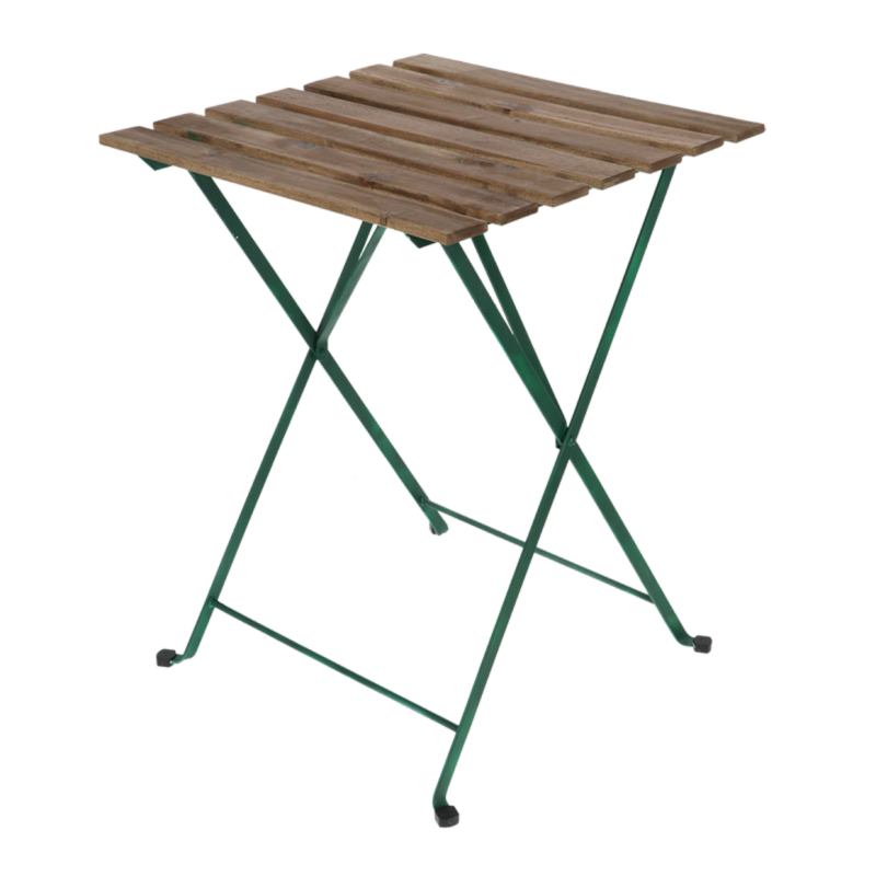 Table de jardin carré pliante en métal et bois - Beige/Vert - L 60 x P 60 x H 71,5 cm - Image 7