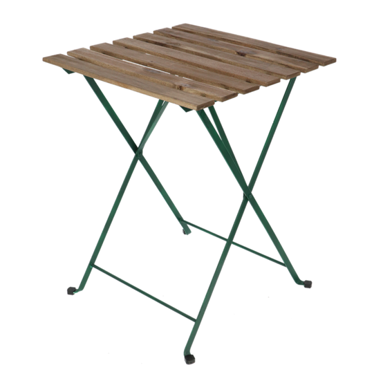 Table de jardin carré pliante en métal et bois - Beige/Vert - L 60 x P 60 x H 71,5 cm - Image 3