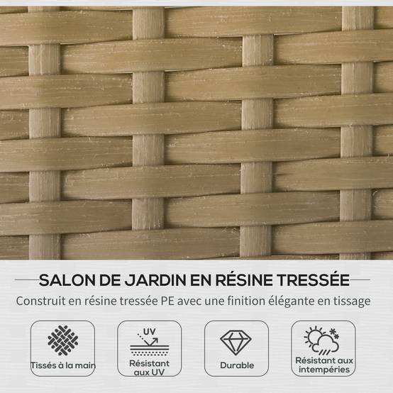 ComfortXL - Salon de Jardin d'Angle 4 Places en Résine Tressée avec Table Basse et Coussins Crème - ComfortXL Outdoor Living - Image 5