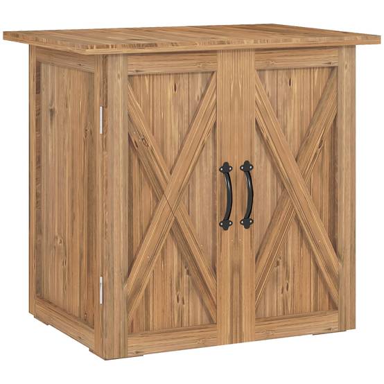 ComfortXL - Armoire de jardin en bois de sapin 77 x 55 x 72 cm marron double porte rangement outils pour extérieur - Image 10
