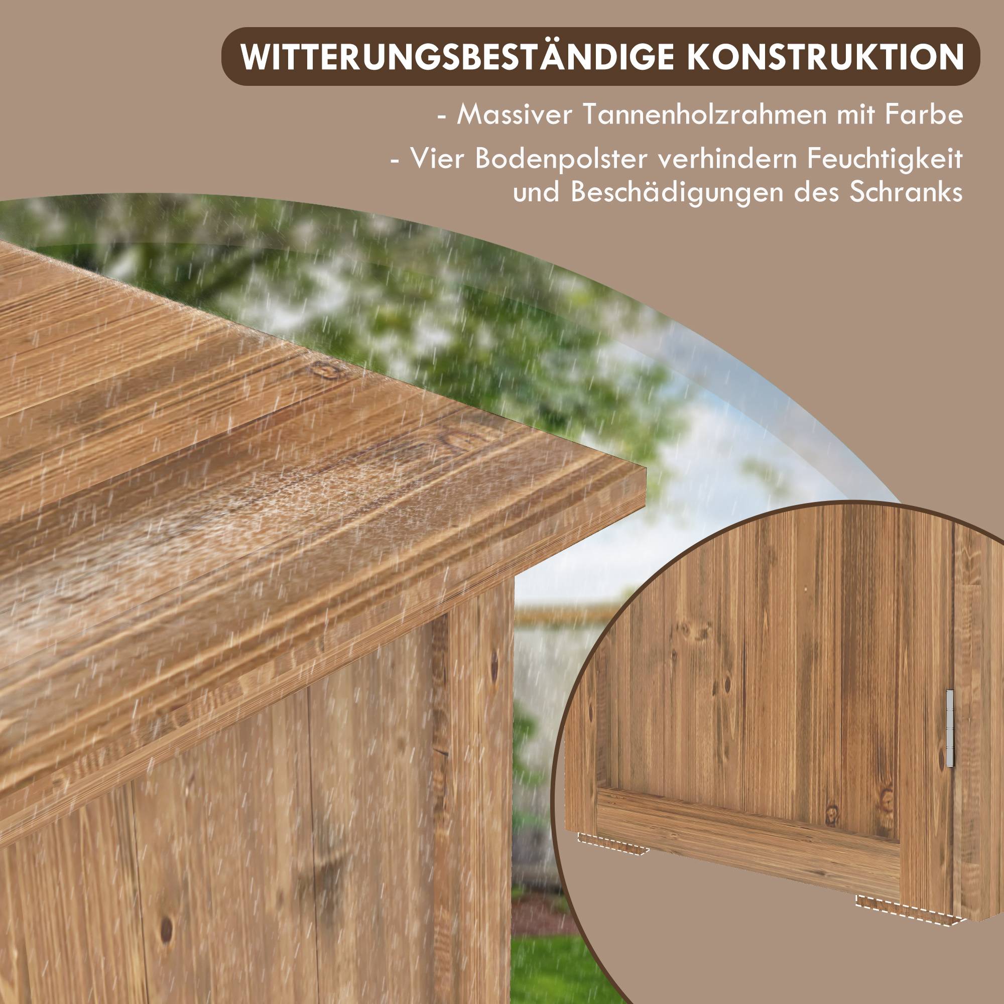 ComfortXL - Armoire de jardin en bois de sapin 77 x 55 x 72 cm marron double porte rangement outils pour extérieur - Image 6