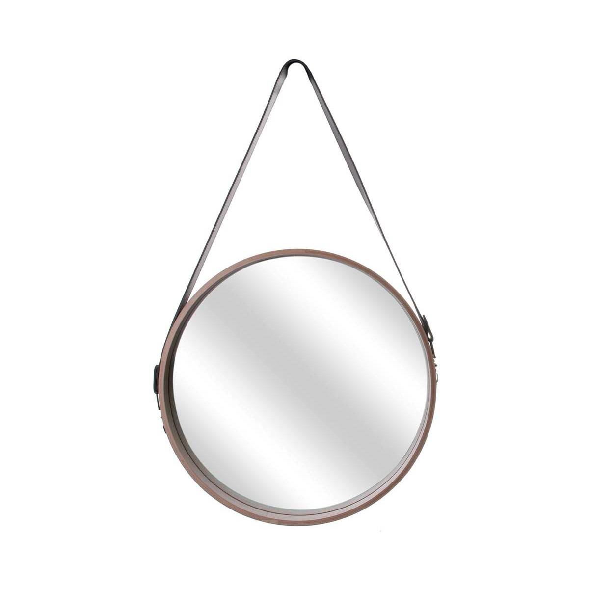 The Home Deco Factory - Miroir rond avec anse en PU Barber 40 cm - Image 1