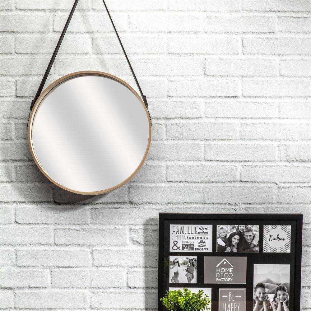The Home Deco Factory - Miroir rond avec anse en PU Barber 40 cm - Image 2