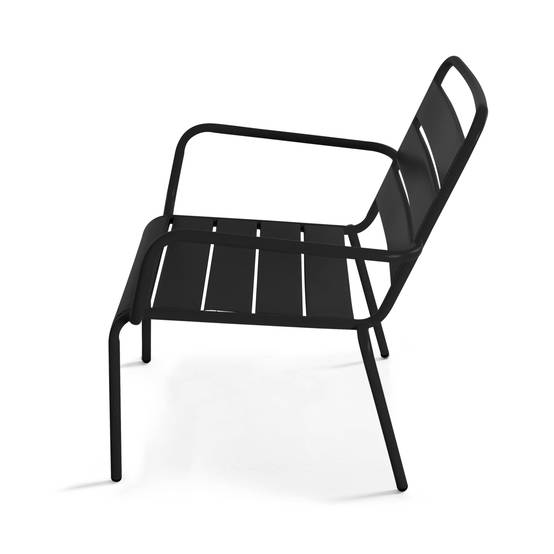 Oviala - Fauteuil de jardin bas relax acier noir Palavas - Oviala - Image 5