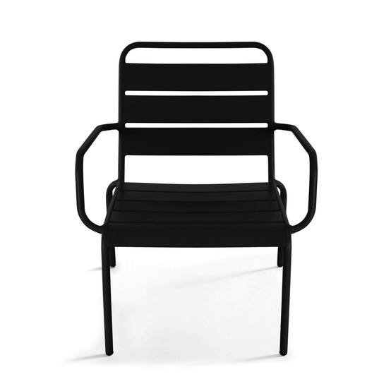 Oviala - Fauteuil de jardin bas relax acier noir Palavas - Oviala - Image 3