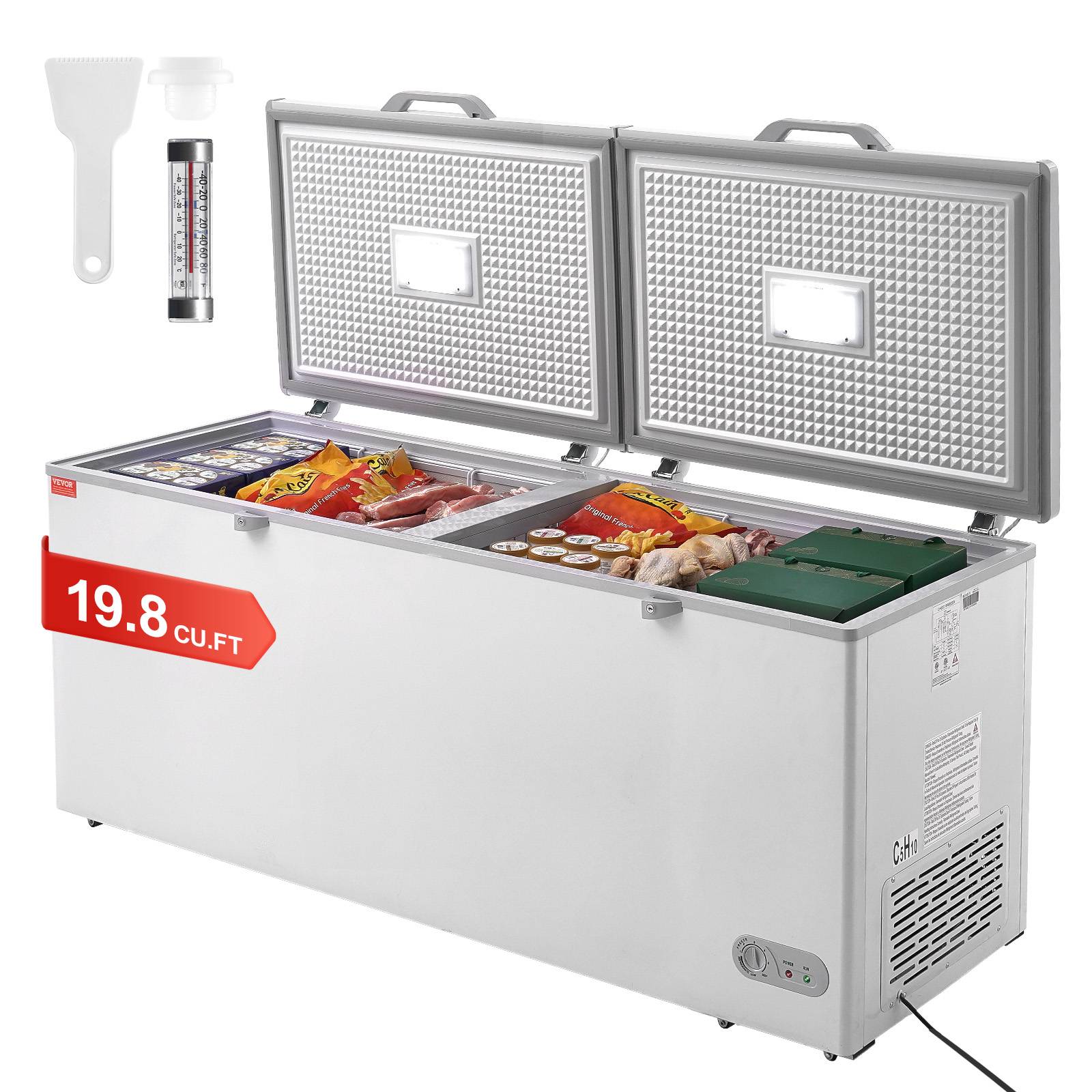 Vevor - VEVOR Congélateur coffre 561 L, double porte verrouillable. 7 niveaux, éclairage LED, 6 roues, 4 paniers.