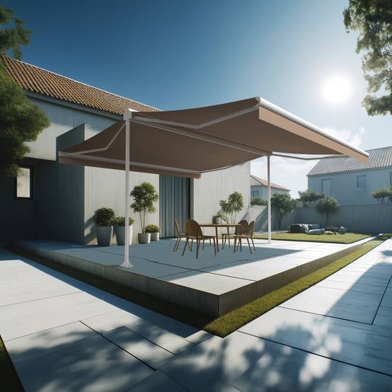 Intersun - Store banne double pente ENARGITE 6,00x2x3,00 M (Manuelle - Blanc - Taupe) - INTERSUN - Image 2