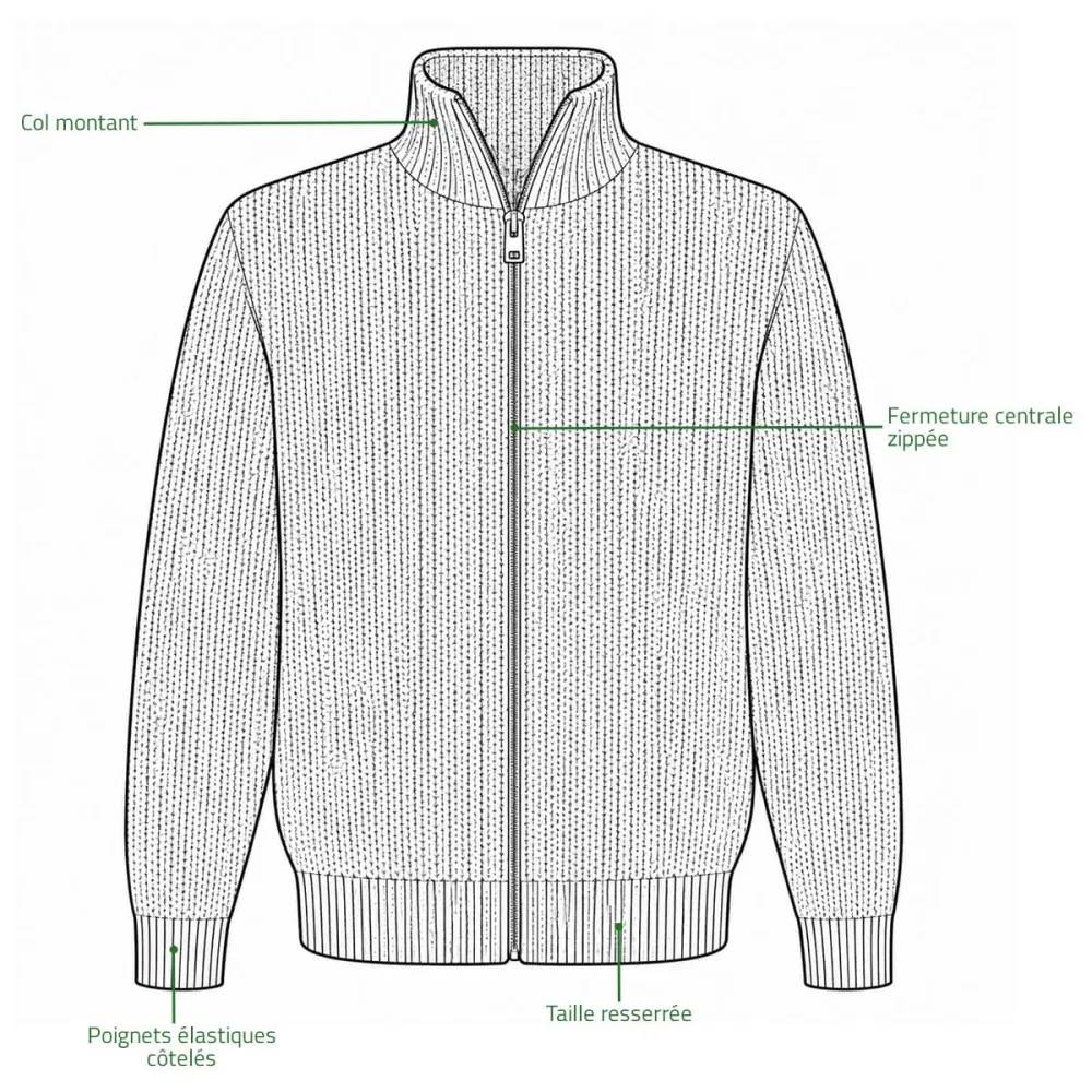Blouson Cicero gris 70% acrylique 30% laine Taille 3XL - Image 3