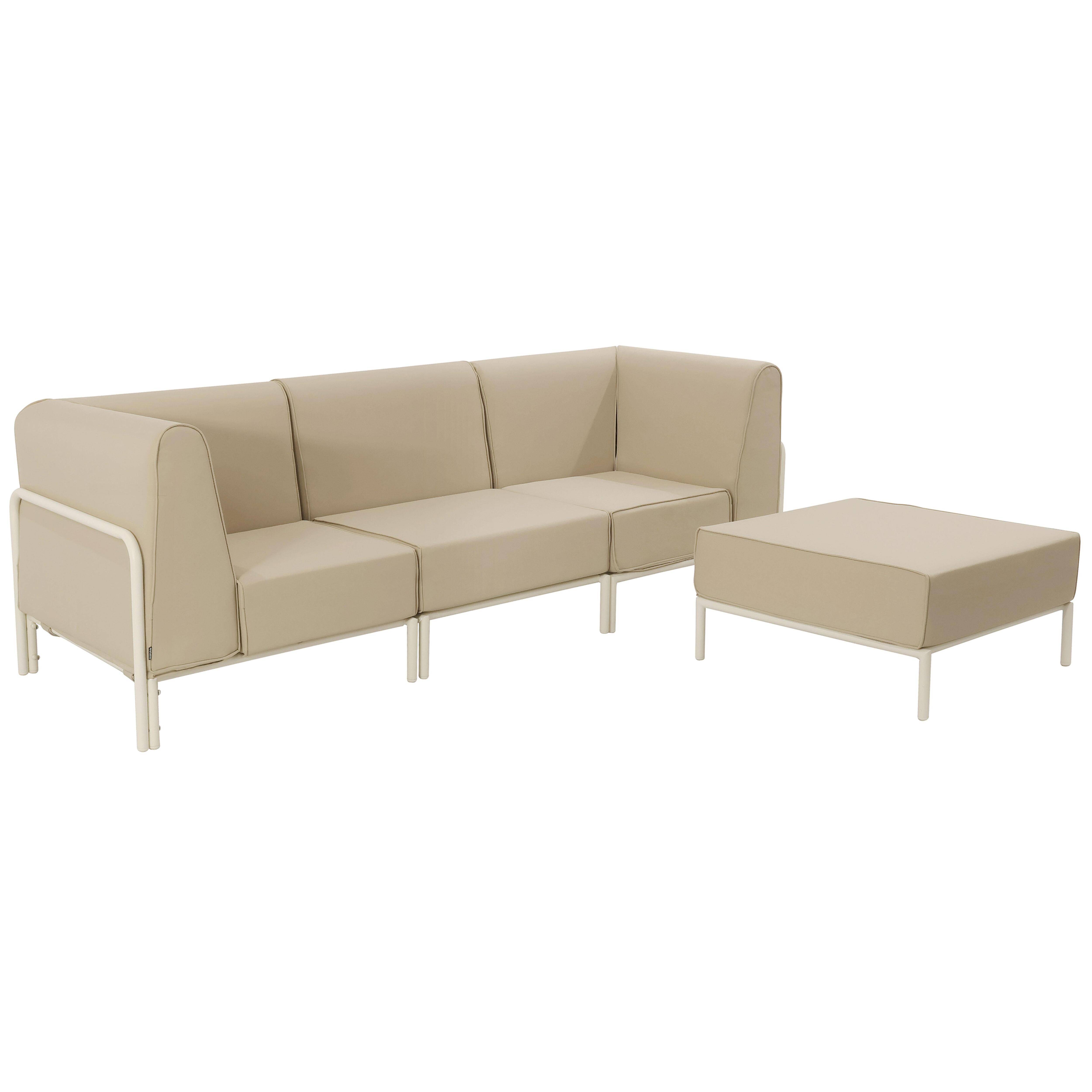 Oviala - Salon de jardin bas modulable uni 4 places beige Patio - Oviala - Image 1