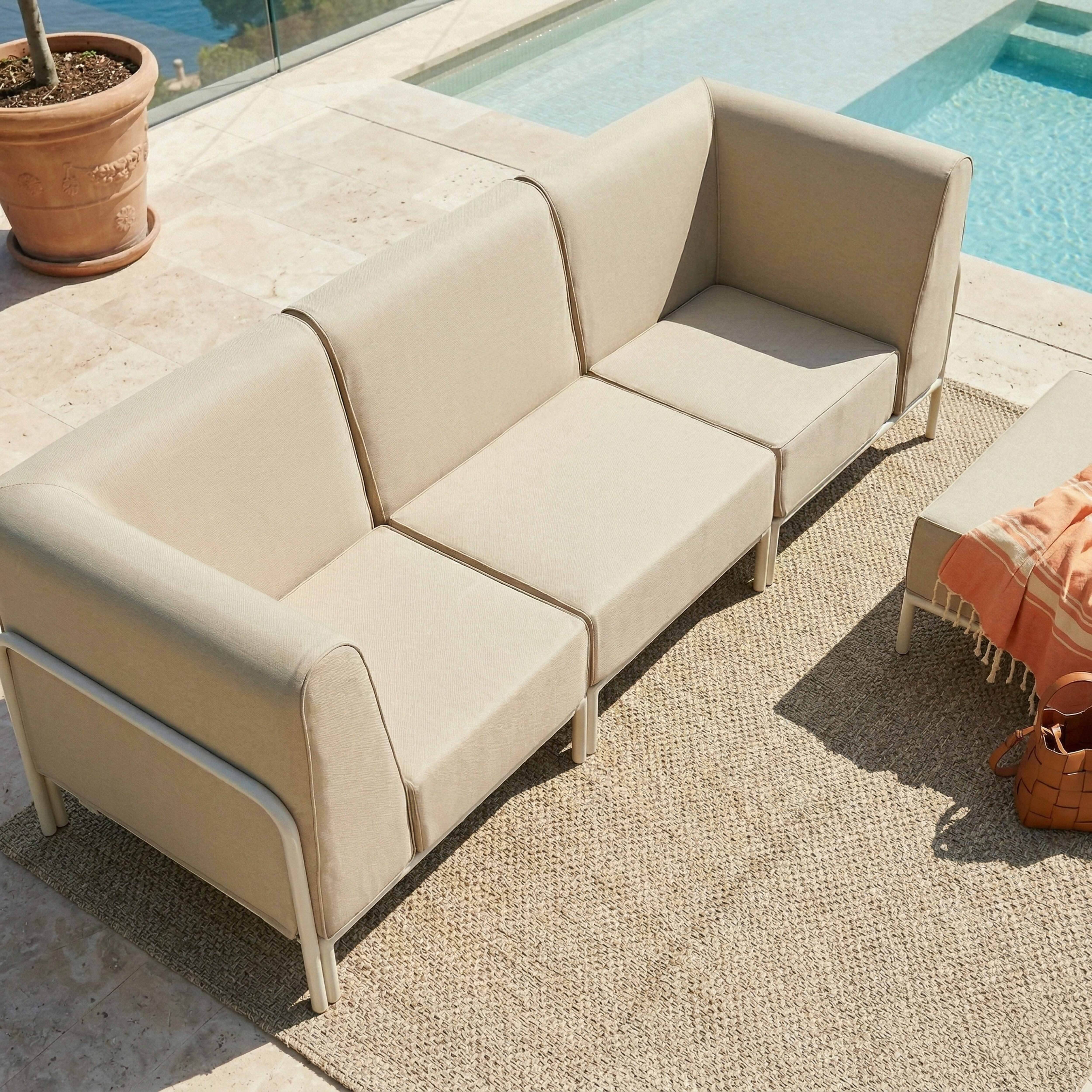 Oviala - Salon de jardin bas modulable uni 4 places beige Patio - Oviala - Image 4