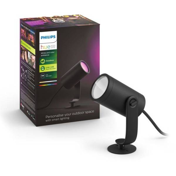 Philips - Projecteur de jardin - PHILIPS HUE - Lily - Lumiere blanche et colorée - Noir - Basse tension - Extension - IP67 - Image 2