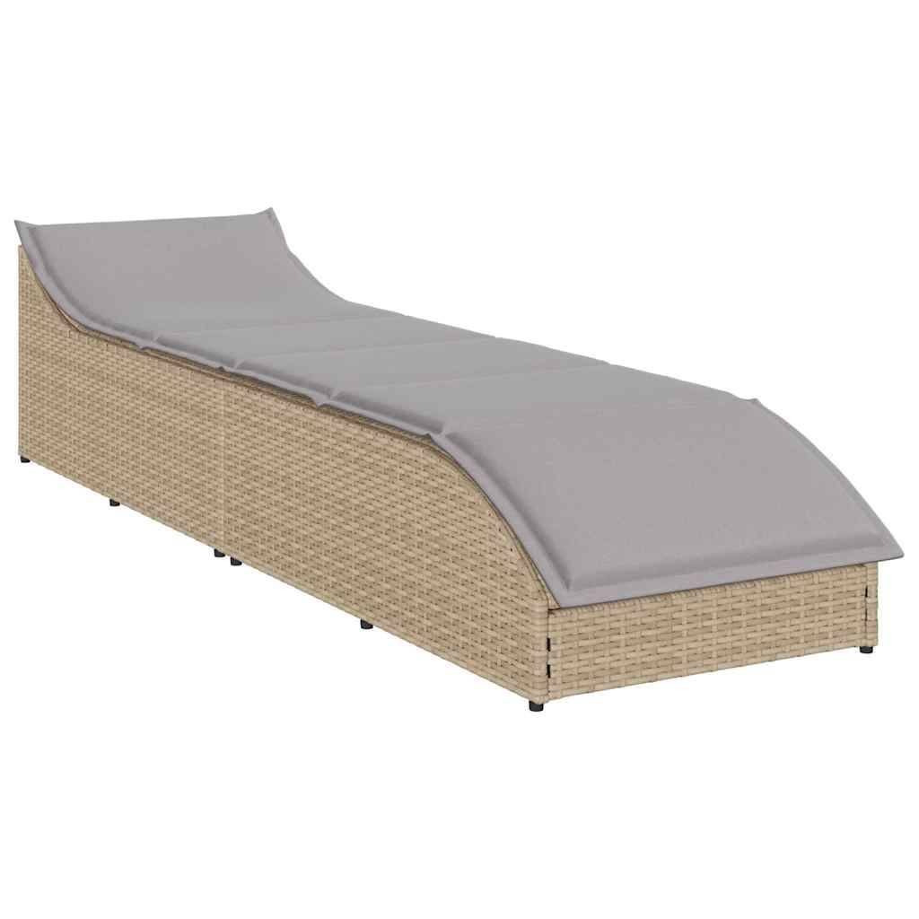 Maison Chic - Bain de soleil - Transat pliante coussin et rangement beige résine tressée HL129 - Image 4