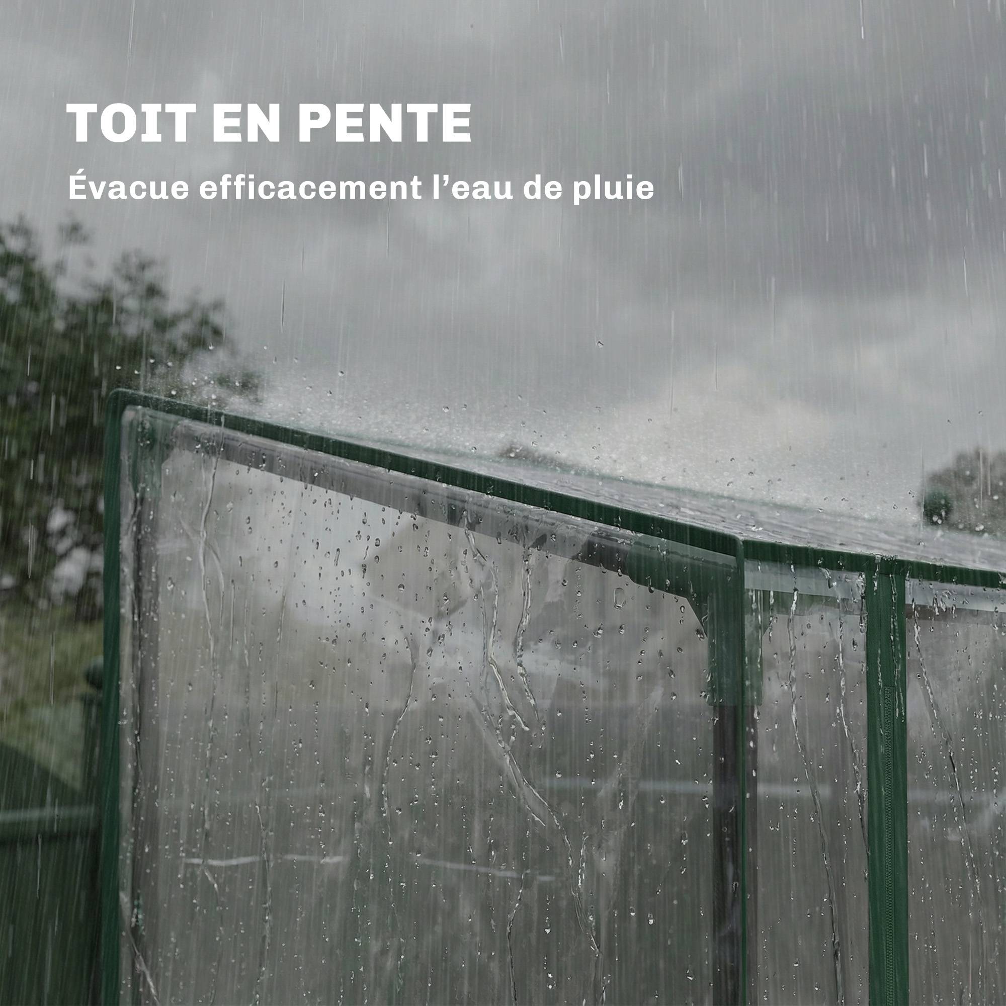 Sans Marque - Serre de Jardin avec étagères 3 niveaux, Petite Serre en Bâche PVC et Châssis Acier, 2 Portes Roulantes, Transparent - Image 8