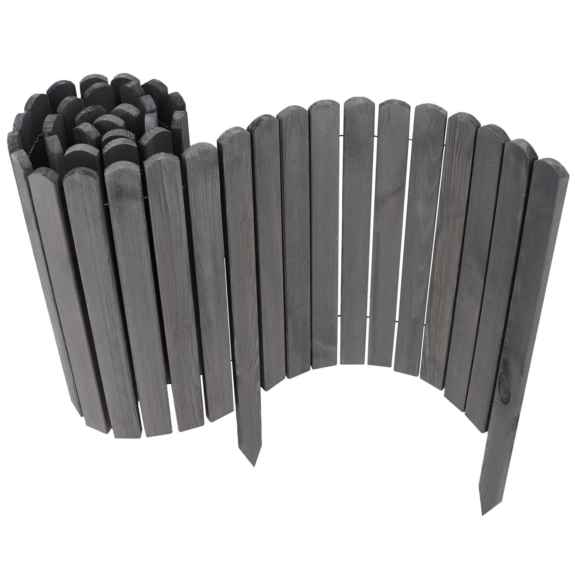 4x Clôture bois rouleau Gris 30x200 cm – Bordure jardin haute, délimitation massif, pelouse, allée - Image 2