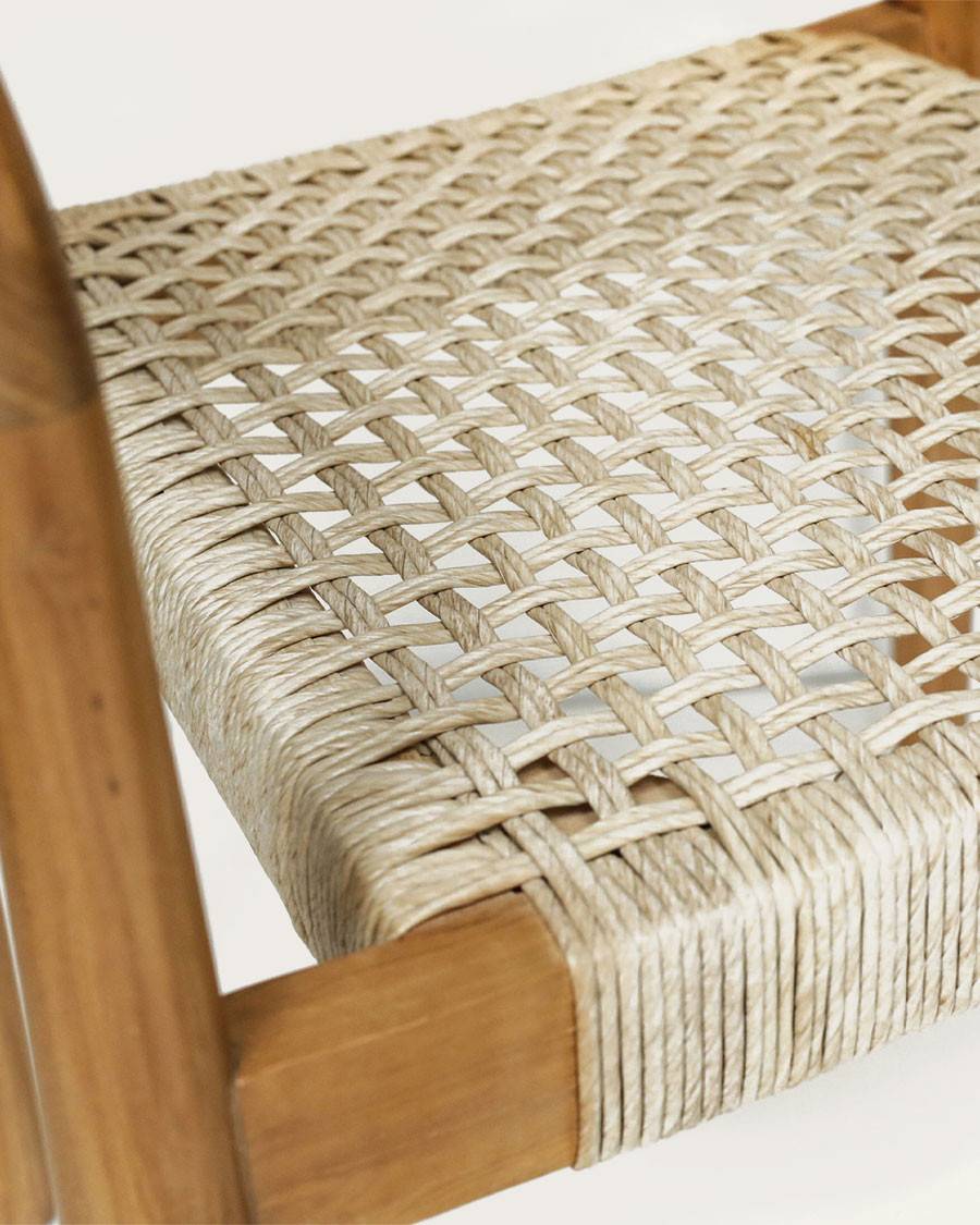 Kimo - Lot de 2 chaises Kimo en teck massif et corde beige- marron - UNIQKA - Image 7